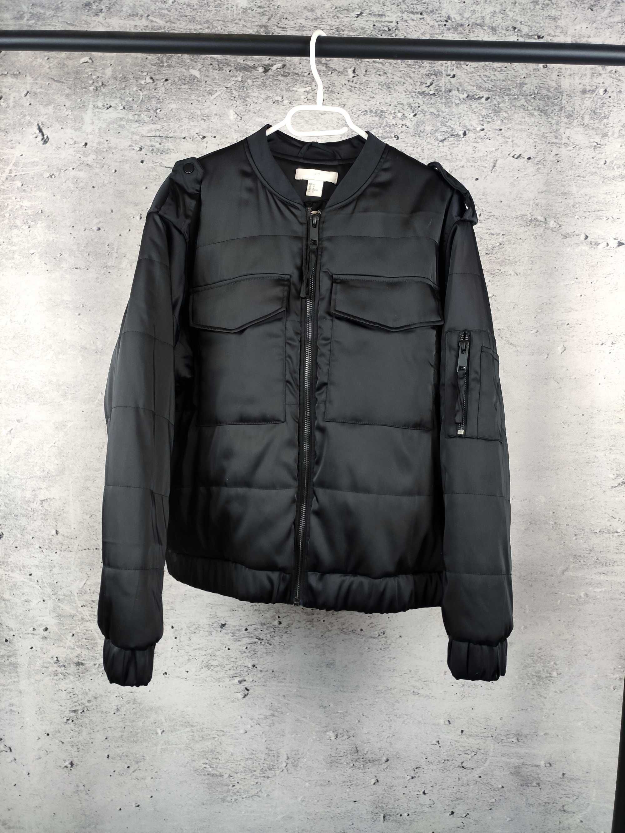 Kurtka bomber H&M avant garde boxy czarna unisex męska r. S/M