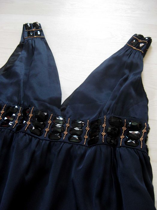 Шёлковое элегантное тёмно синее платье Whistles London L