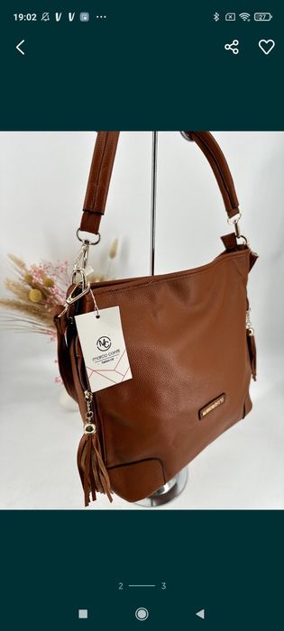 Nowa torebka firmowa brązowa Marco contii worek a4