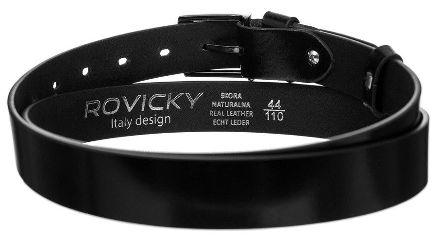 wąski pasek męski z polerowanej skóry naturalnej licowej - rovicky 115