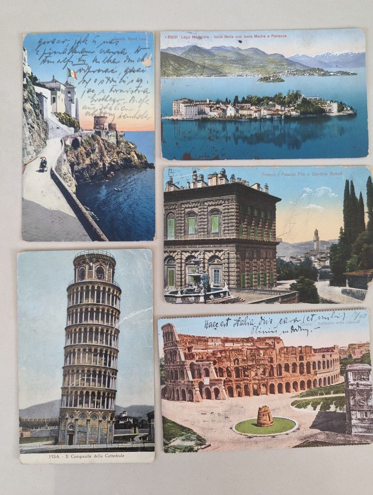 Widokówki Włochy przedwojenne pocztówki Piza Florencja Rzym