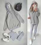 Komplet dresowy bluza ocieplana top legginsy rozmiar uniwersalny szary