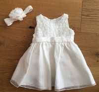 Sukienka elegancka biała Chrzest r.62 Cool Club