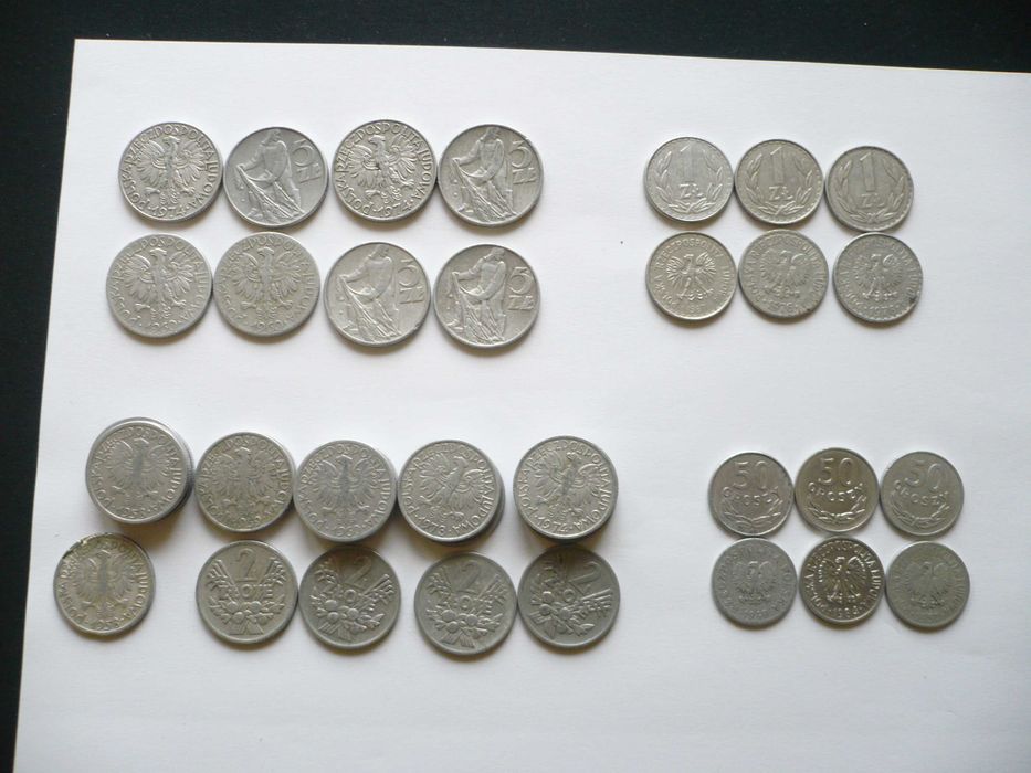 Monety 5 zł z rybakiem, 2zł Jagody, 1 zł  i 0,5gr.