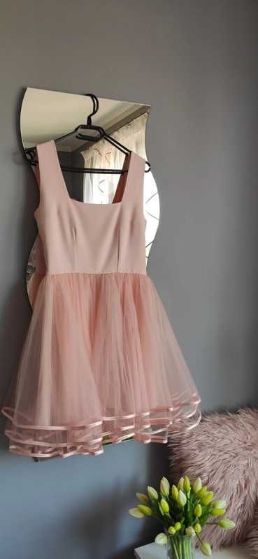Różowa rozkloszowana tiulowa sukienka TALYA