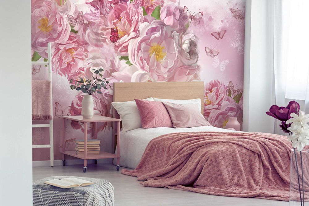 Fototapeta Róż Kwiaty Natura Piwonie 3D Twój Rozmiar + KLEJ