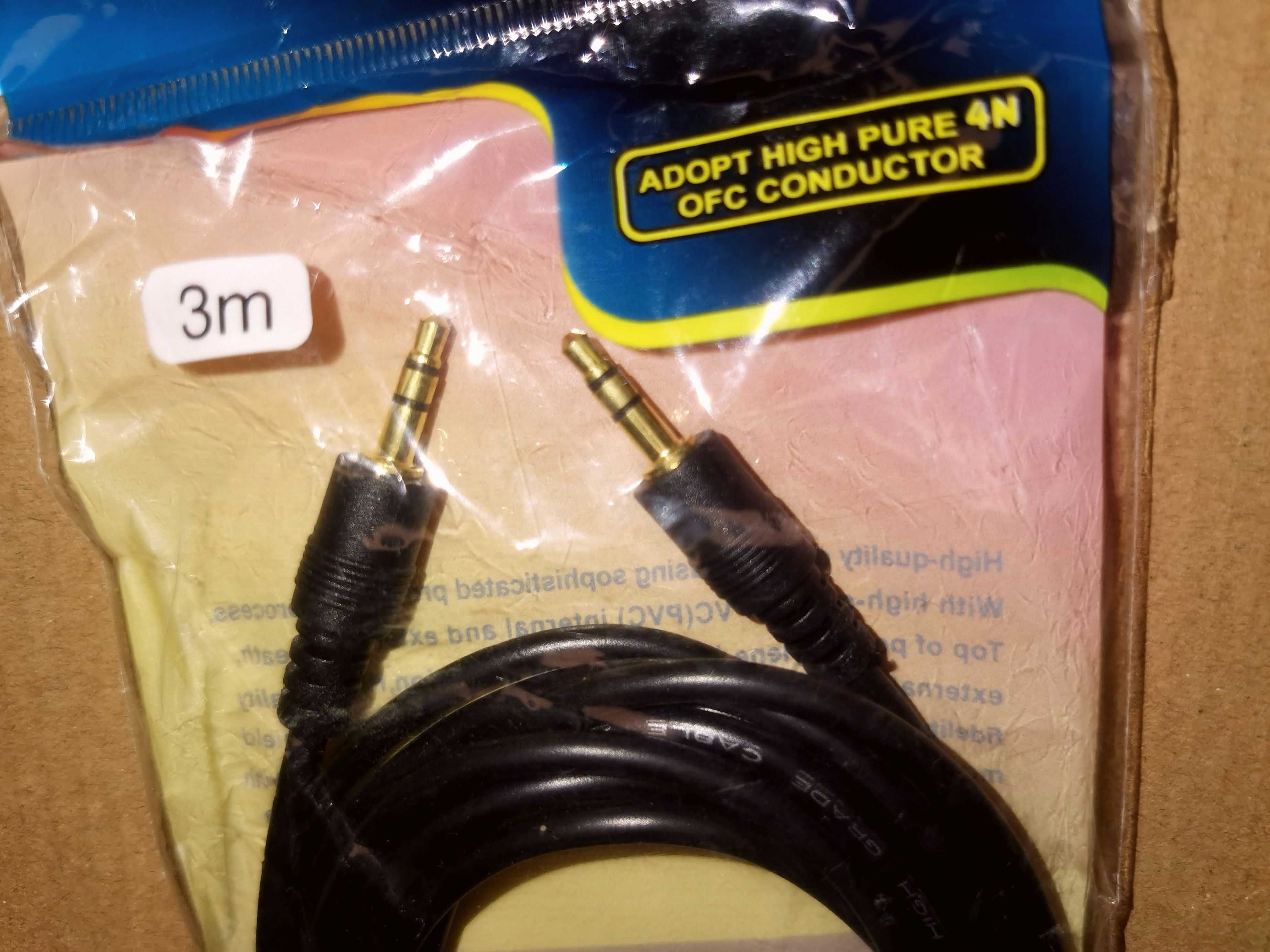 Кабель AUX Audio DC3.5 папа-папа 3м Stereo Jack круглый Black cable
