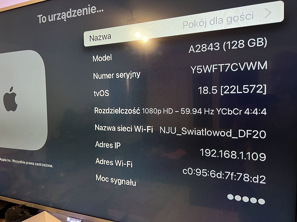 Apple TV 4K (3gen - A2843)  128GB + Ethernet