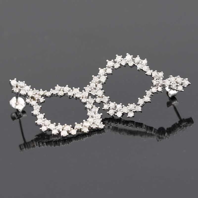 Złote kolczyki z diamentami 1.50ct wiszące białe złoto
