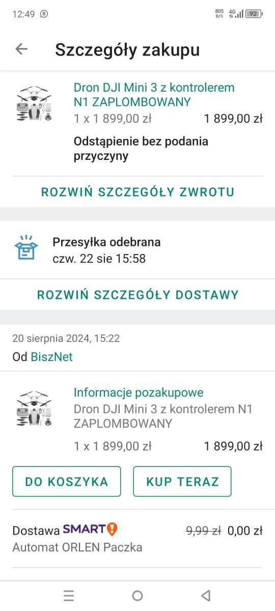 Dron DJI Mini 3 6000 m 2453 mAh