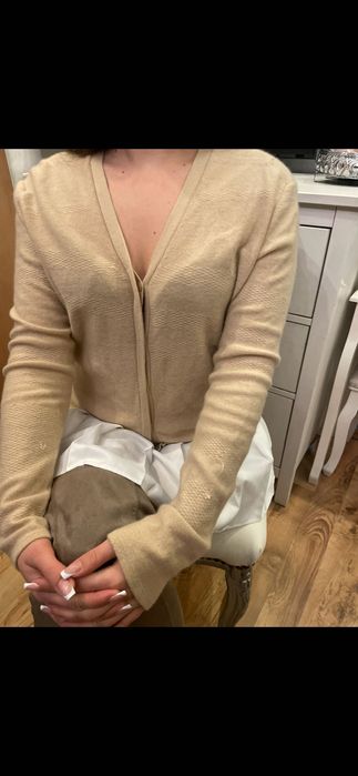 Sweter kaszmirowy beżowy 100% pure cashmere vintage m