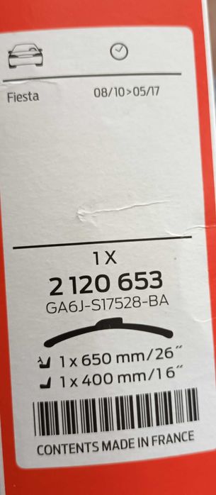 Pióra wycieraczek szyby przedniej, Ford Fiesta