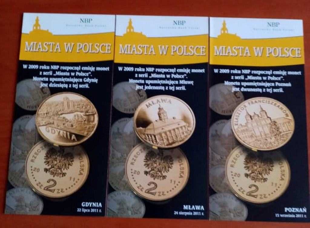 Foldery do monet 2 zł. z Seri miasta w Polsce komplet 15 sztuk