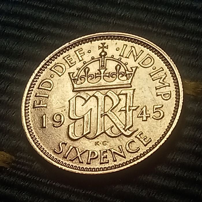 moeda prata 6 pence 1945