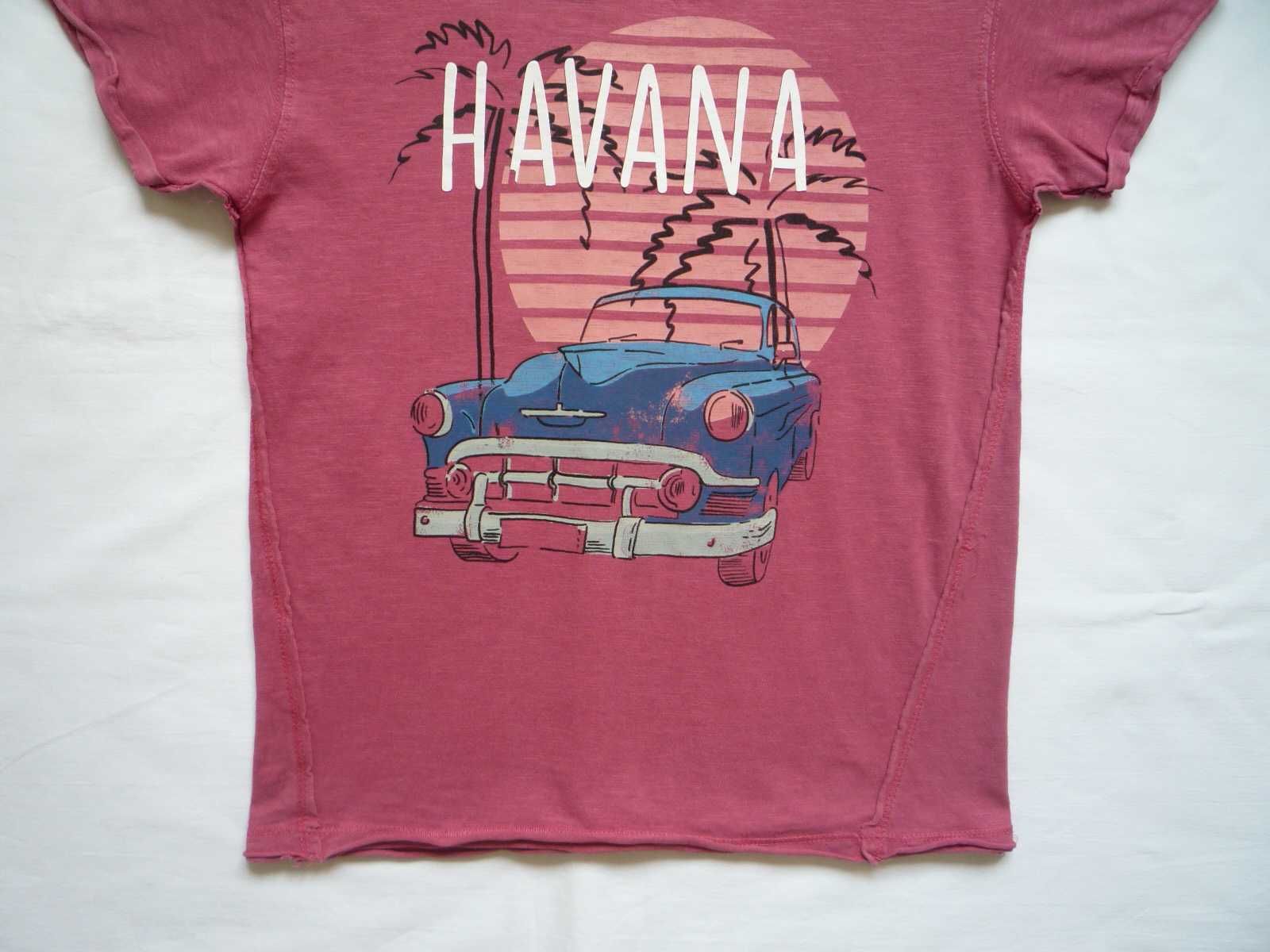 Reserved 122/128 Różowo-buraczkowa Koszulka Havana Stare Auto
