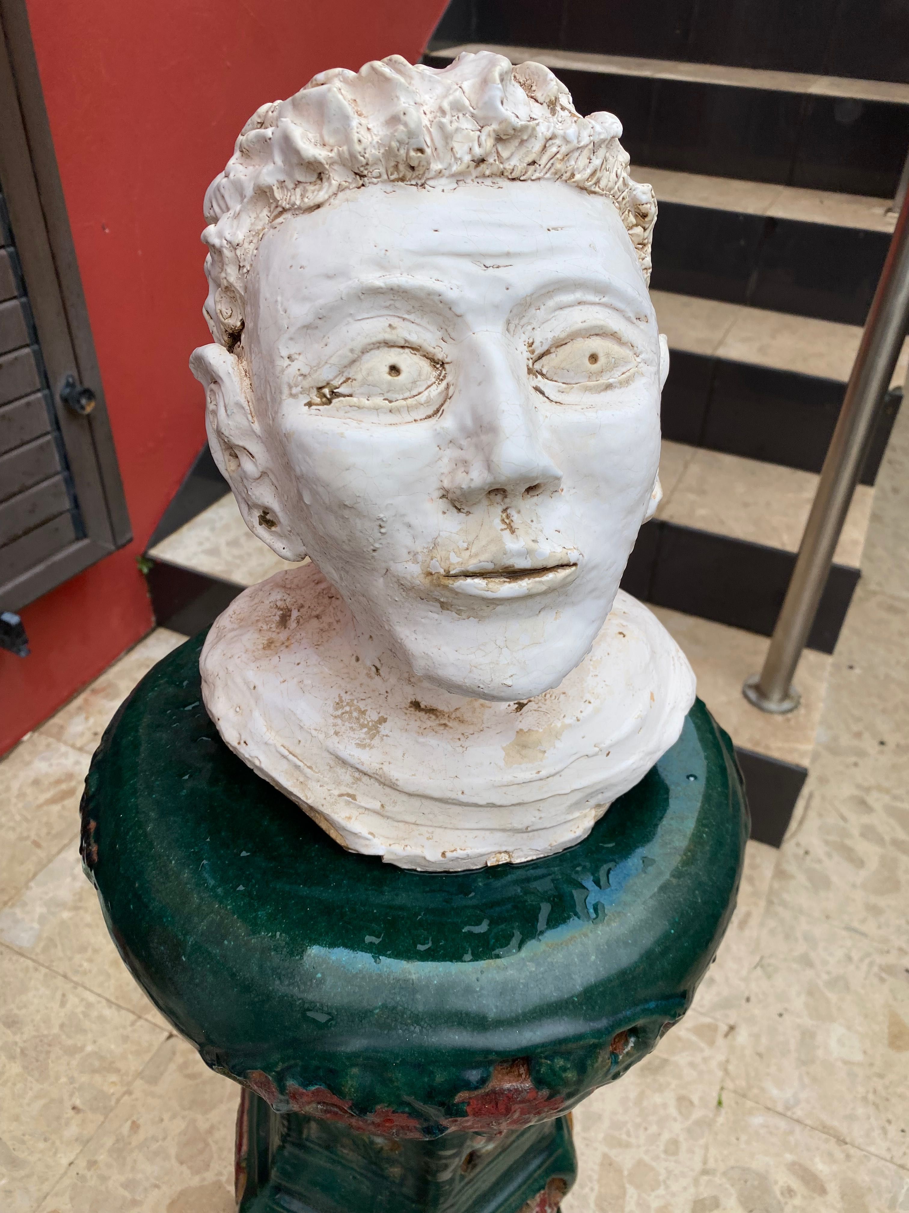 Escultura Cerâmica monocromática Maria Luísa Fragoso Marcada 26 cm