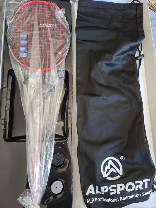 Raquete profissional badmington ALPSPORT 100% Carbono,