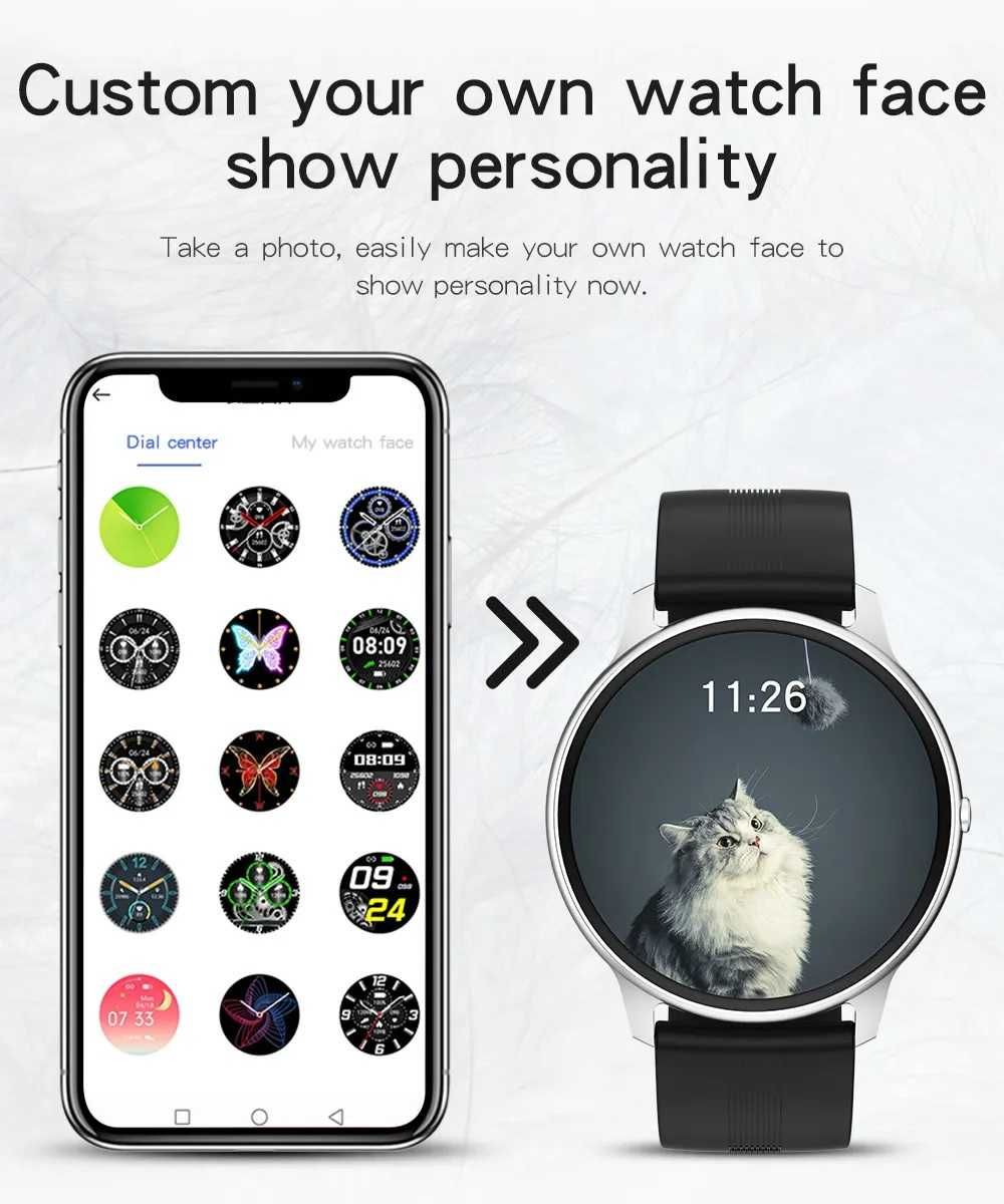 Smartwatch LW11 kroki tętno ciśnienie O2 powiadomienia PL czarny