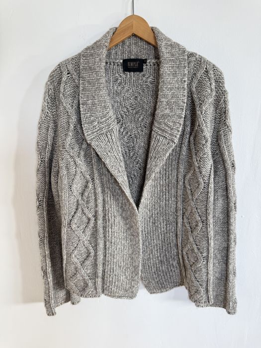 Kardigan Simple sweter wełna alpaki wełniany 42 alpaka szary