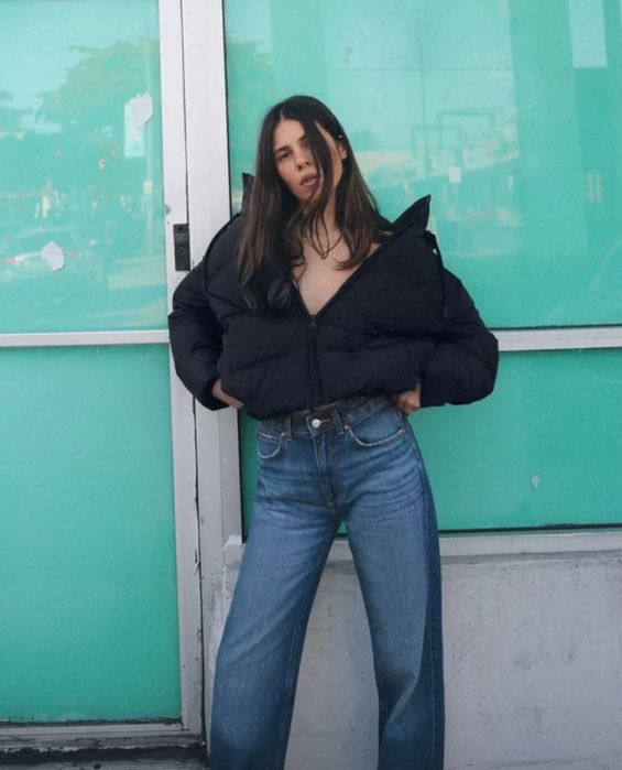 Пуховик черный Zara L