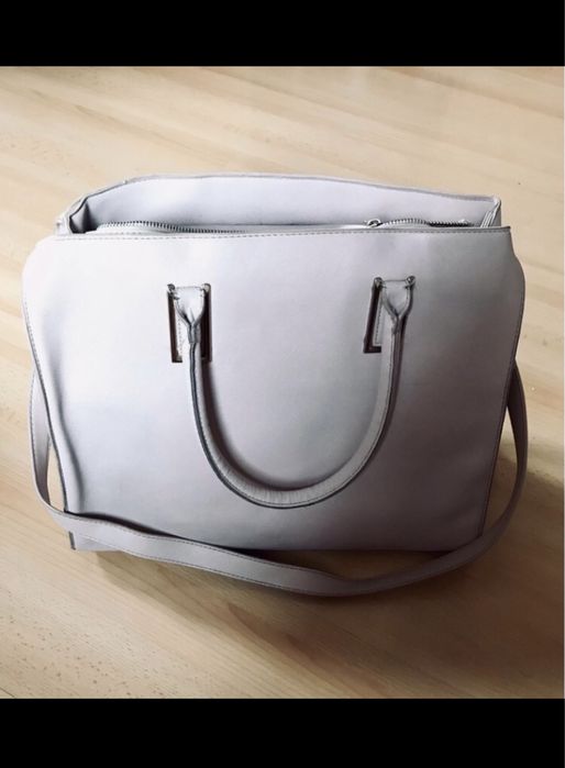 Torebka na ramię, torba typu shopper z zamkiem, Zara, pudrowy róż