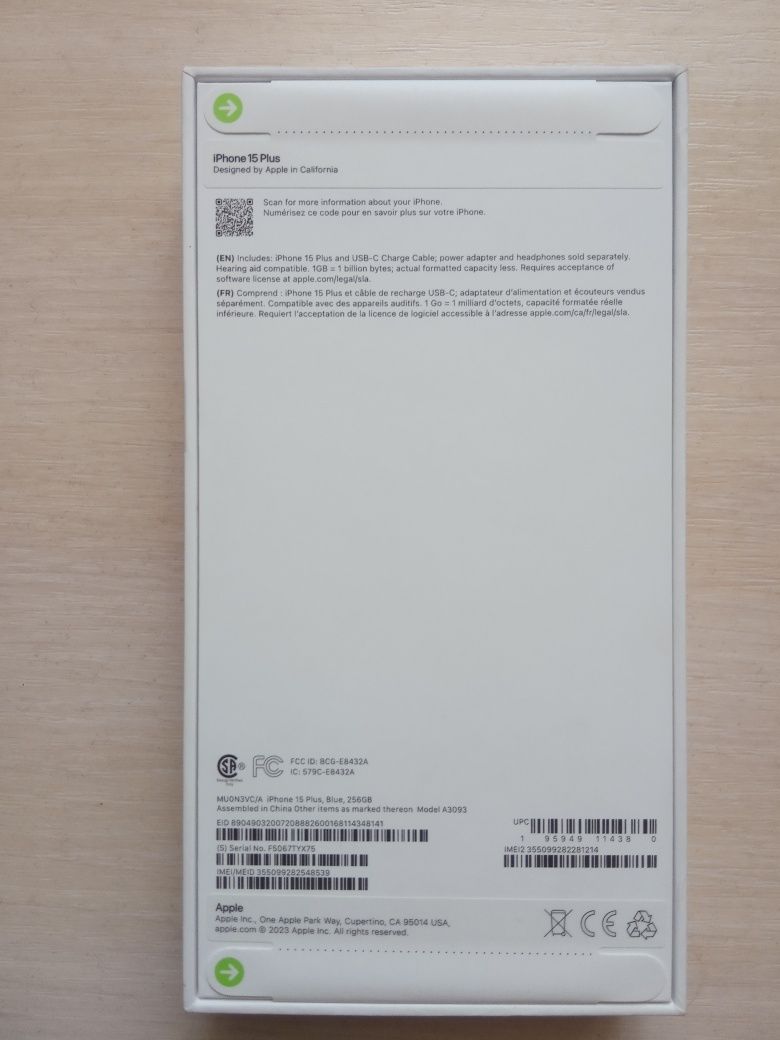 iPhone 15Plus  Blue 256GB