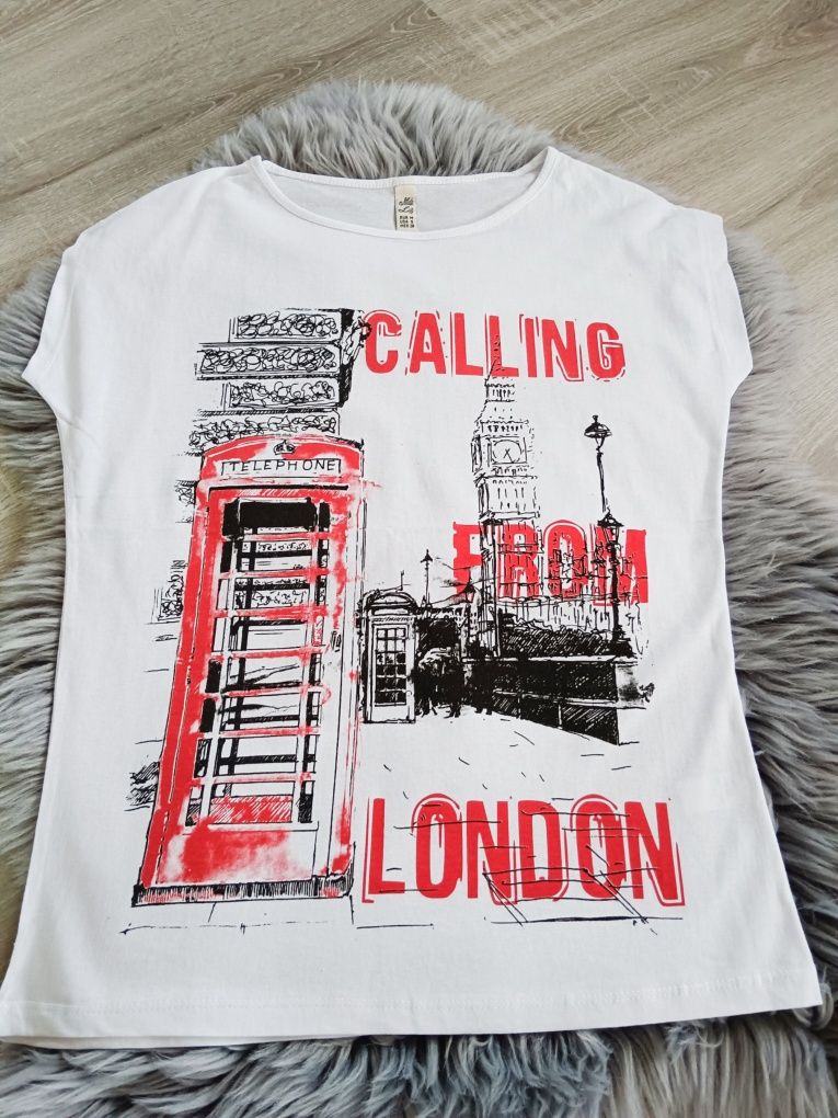 Bawełniany t-shirt damski London z nadrukiem M