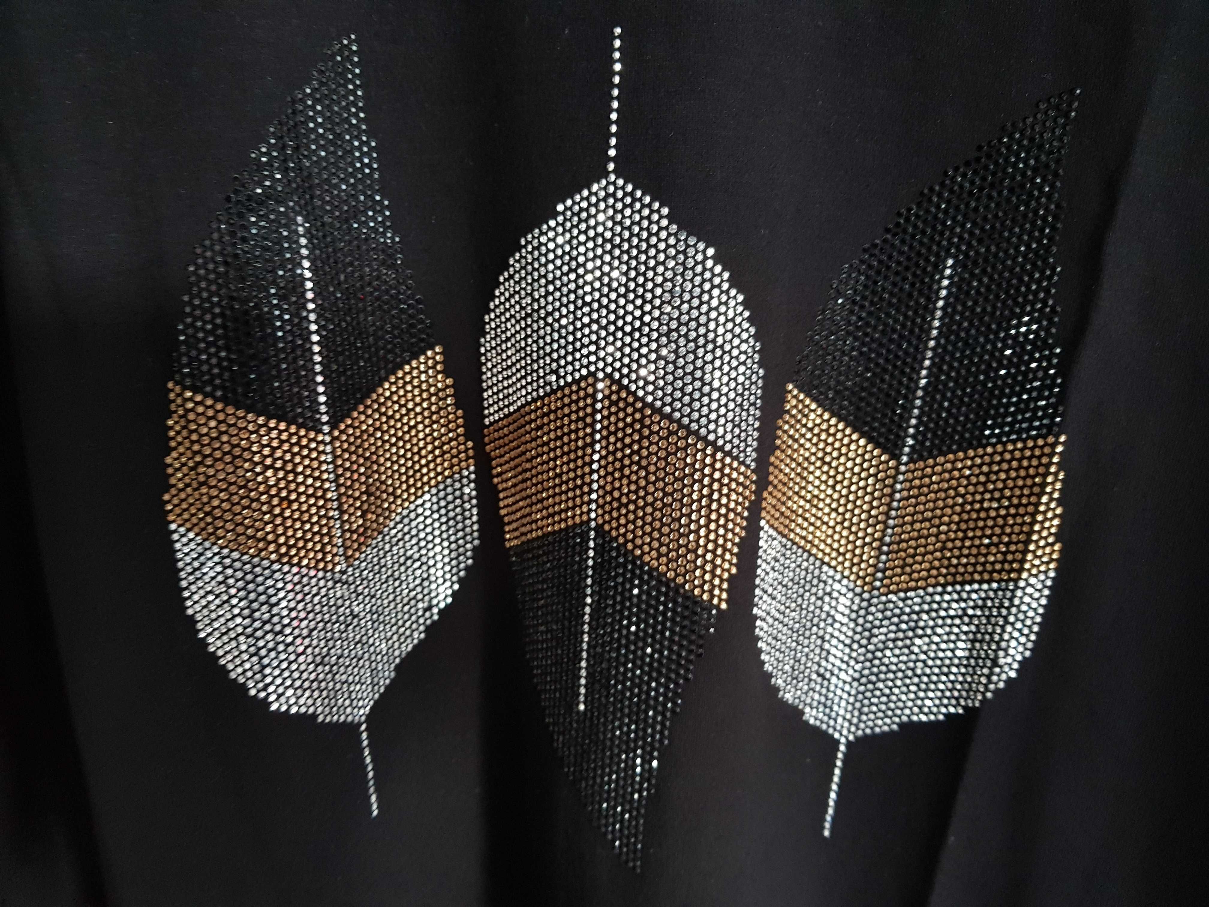 NOWA bluzka tunika oversize  z piękną aplikacją z dżetów cekinów