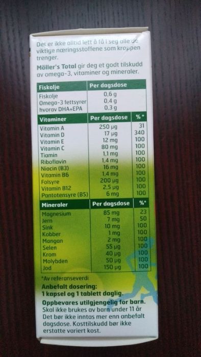 Комплекс витаминов с омега-3 из Норвегии, Моллерс тотал/Mollers total