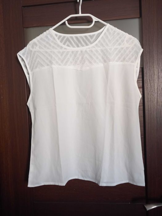 Nowa biała bluzka, koszulka bez rękawów, rozm. S 36