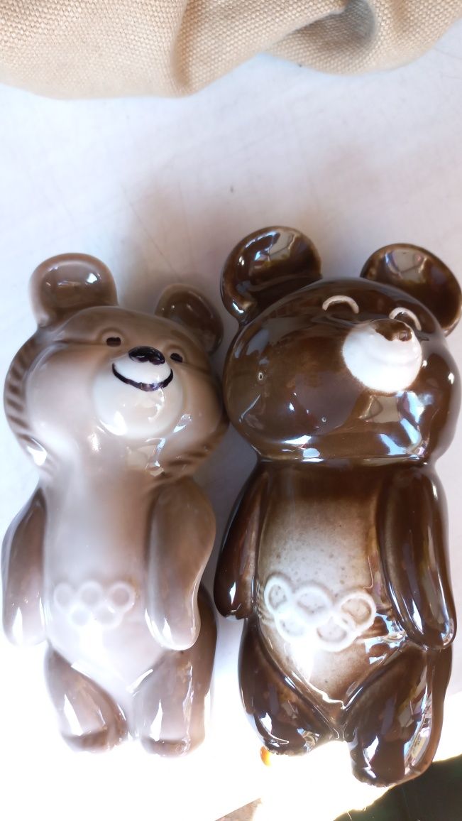 Фарфоровые статуэтки мишка олимпийский ЛФЗ идеальное состояние