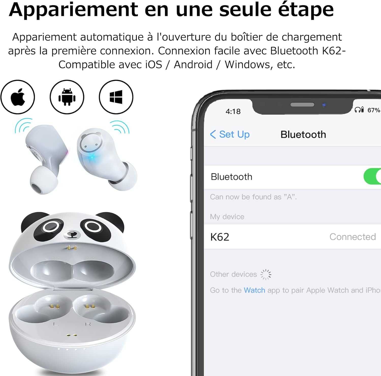 Amaface K62 Słuchawki bezprzewodowe Bluetooth 5.0 36h wodoodporne