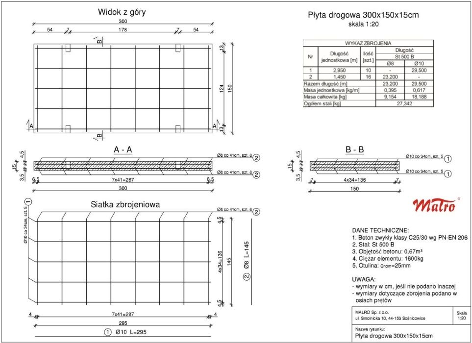 Płyta drogowa płyty drogowe 300x150x15cm prefabrykat drogi