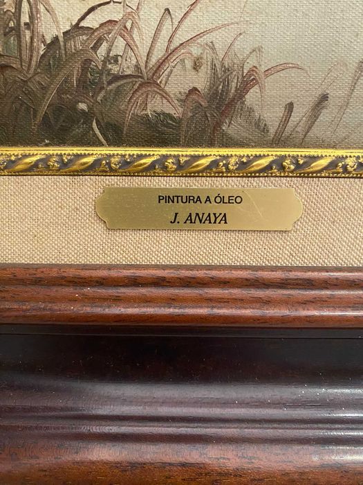 Quadro com pintura a óleo de J. Anaya 74,5 × 67 cm