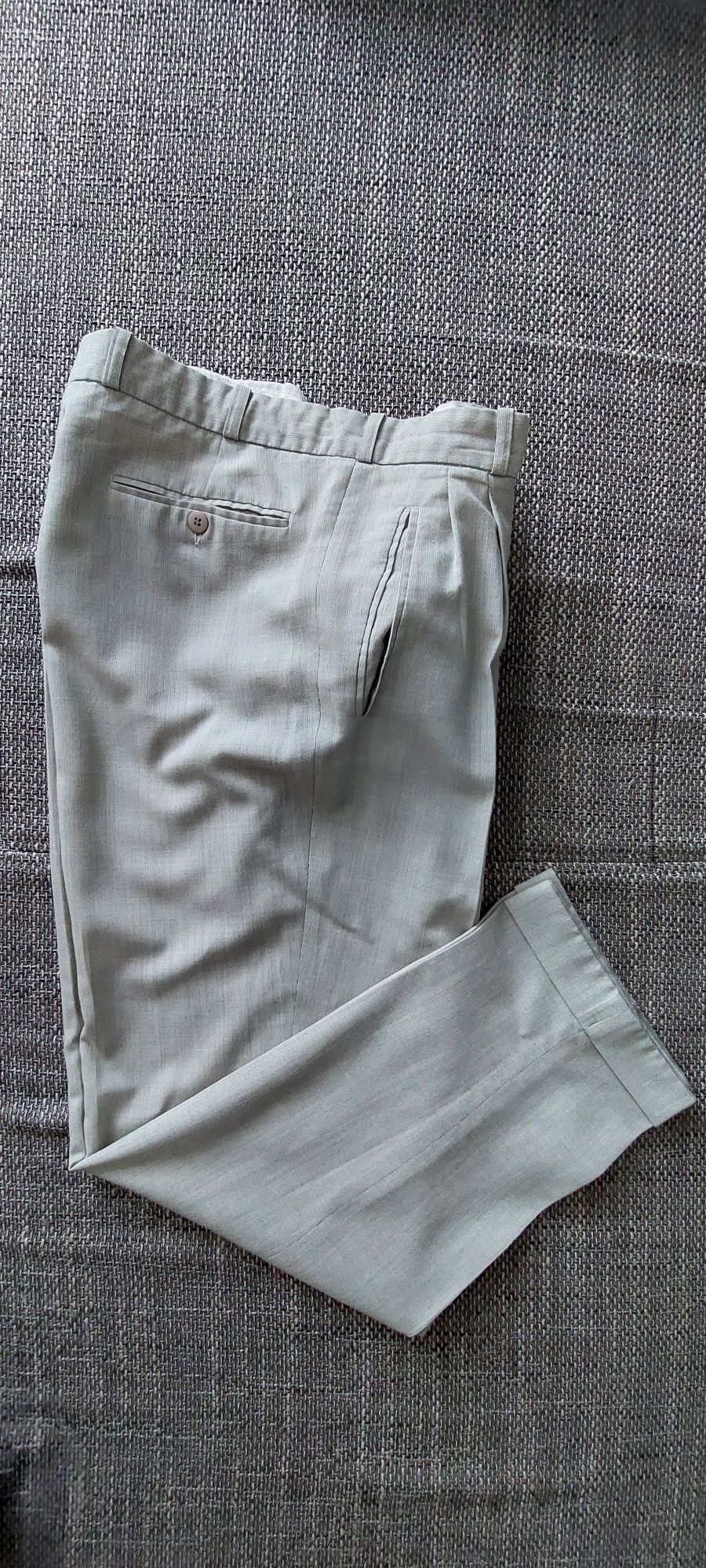 Spodnie kremowe męskie eleganckie pas 80cm