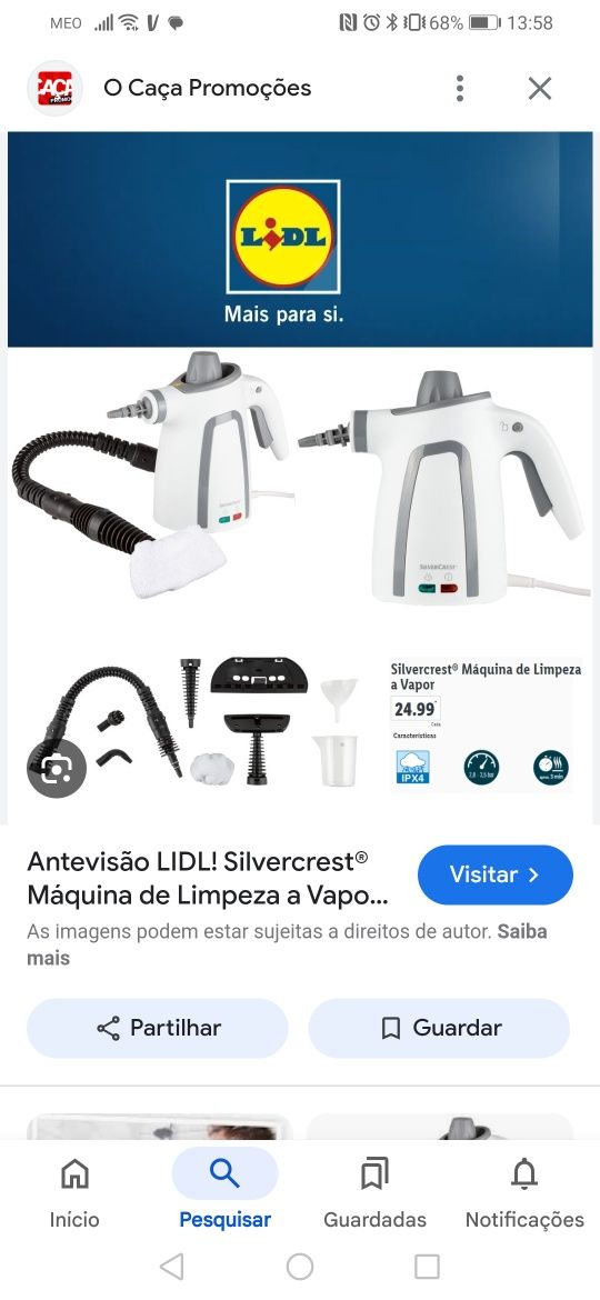 Maquina limpeza vapor, Lidl, usada uma vez.