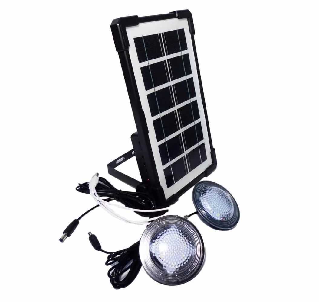 Фонарь Gdtimes Gd-07a  солнечная панель, 2 лампочки, повербанк