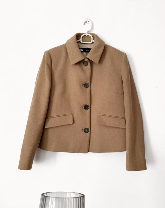 Kurtka marynarka Zara nowa z metkami 50% bawełna camel beż