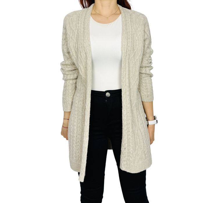 Kremowy kardigan z grubym splotem M 38 Isle