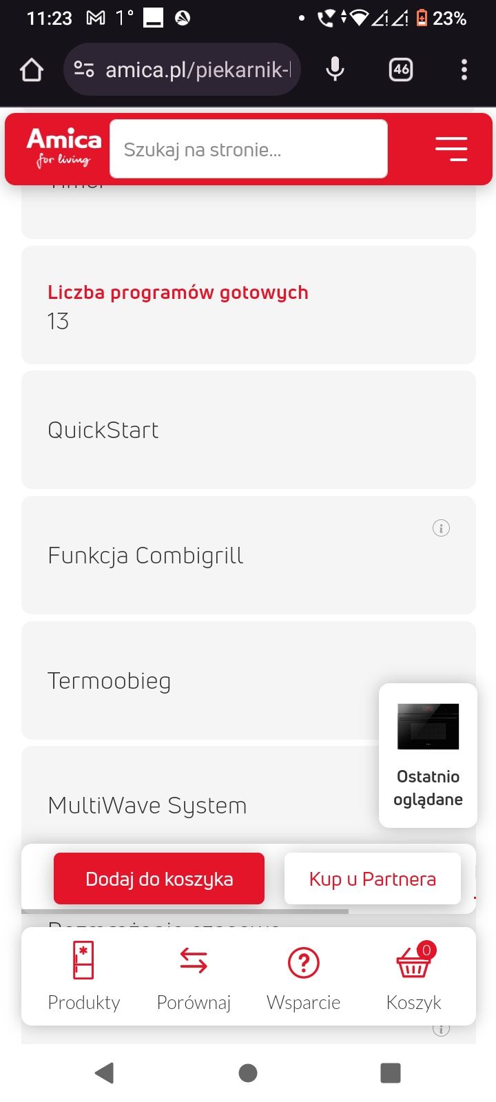 Piekarnik z mikrofalą do zabudowy