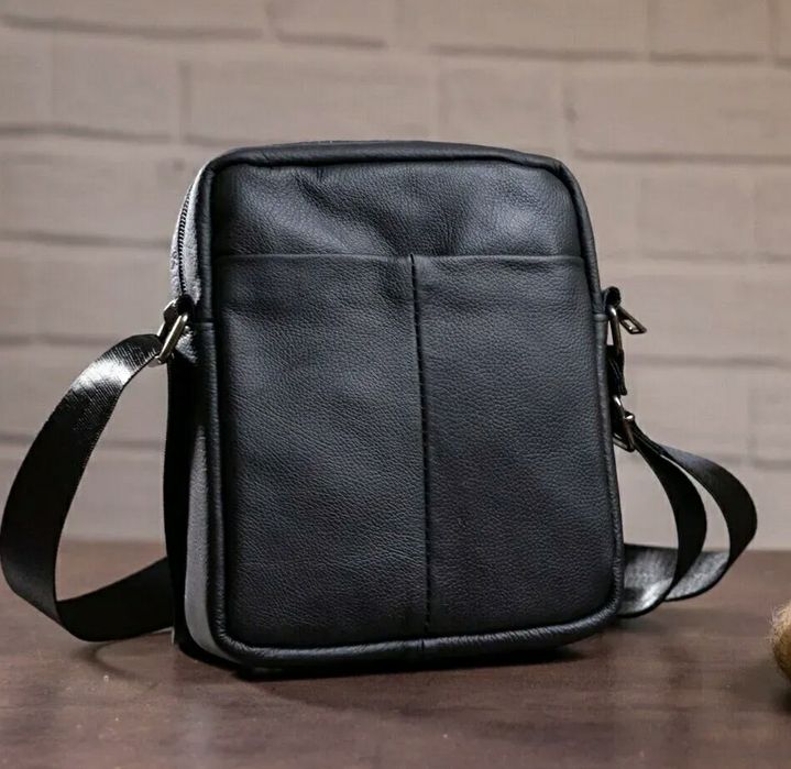 Мужская сумка кожаная барсетка черная