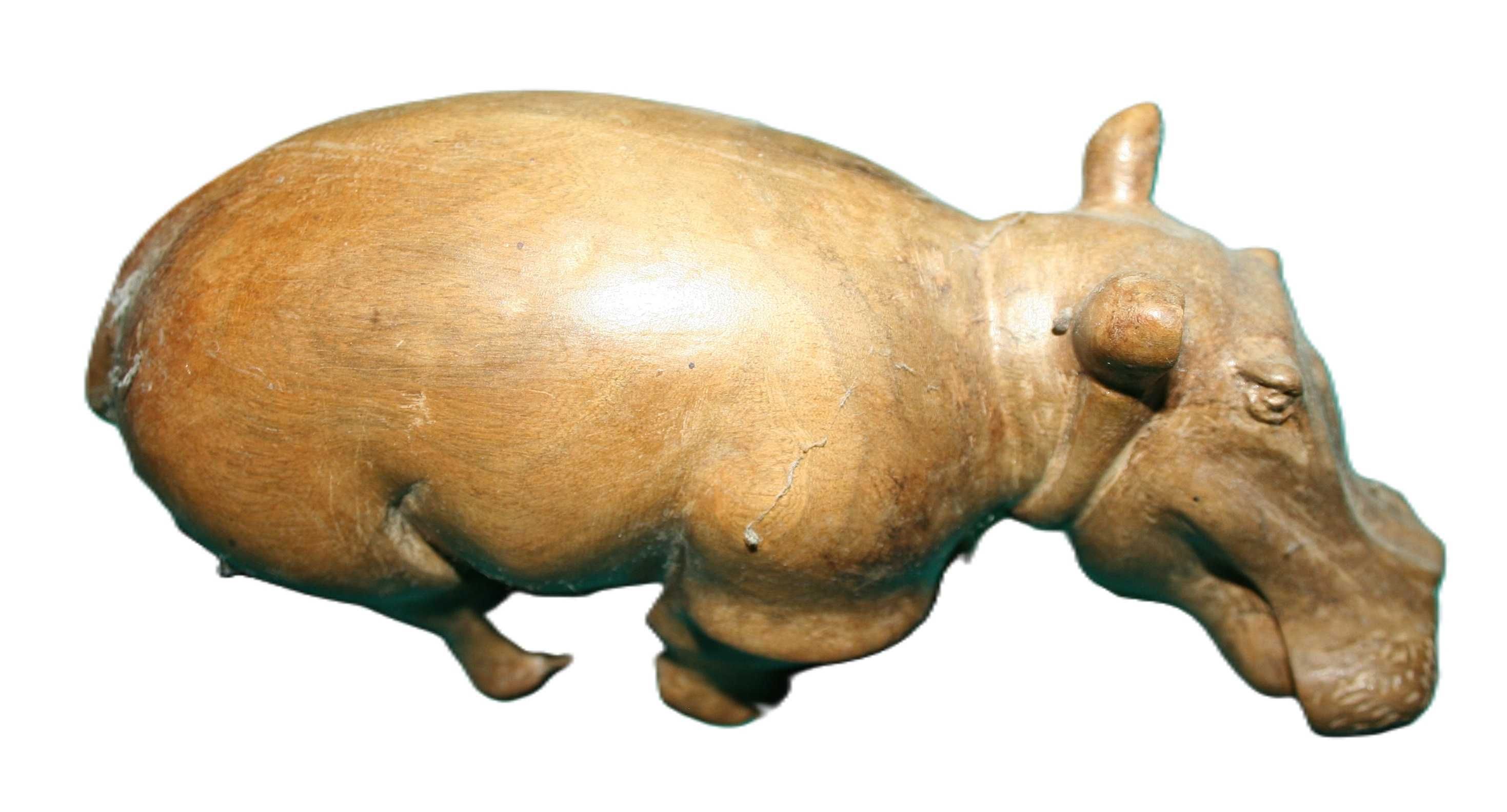 Casal de Leões e Hipopótamo em Pau Cinza -Arte Africana-Cabinda