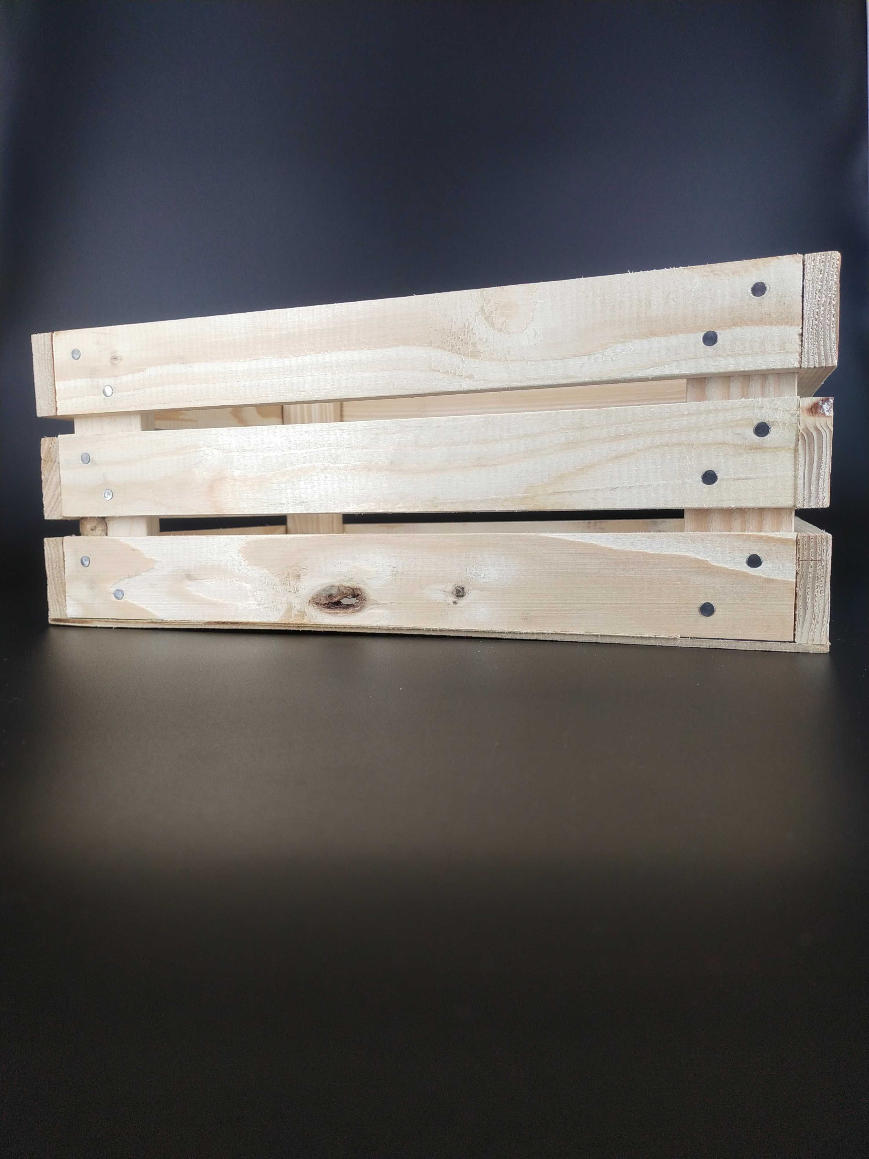 Skrzynka drewniana - 33x23x14 cm - naturalna, nowa