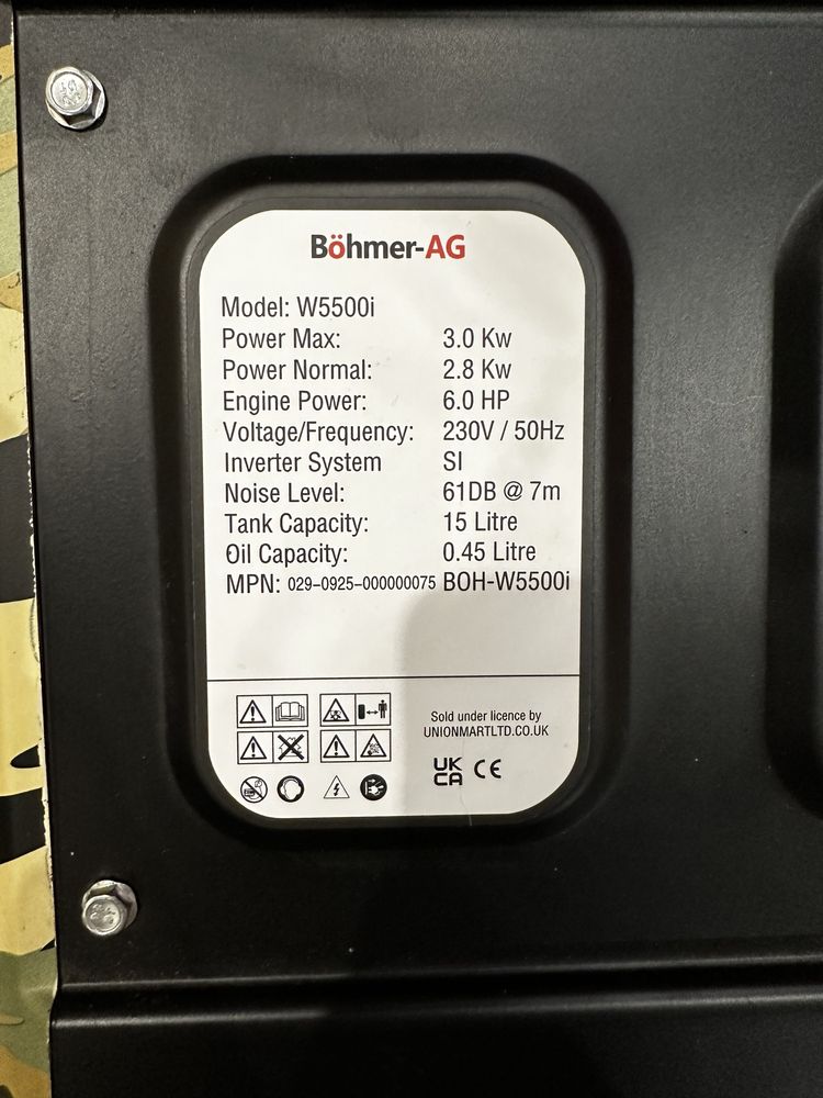 Генератор инверторный Böhmer-AG W5500i 3000 Вт