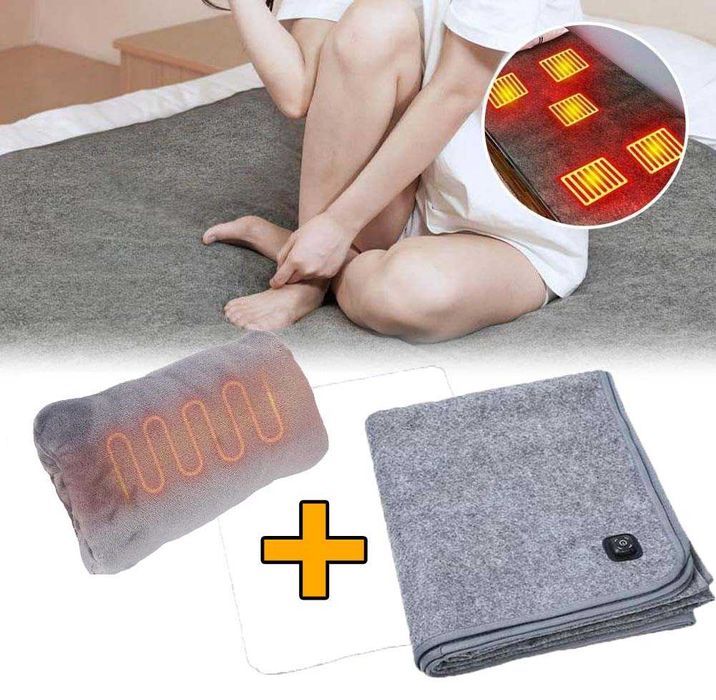 Электро одеяло с USB 160×80 см от повербанка + Грелка для рук с USB
