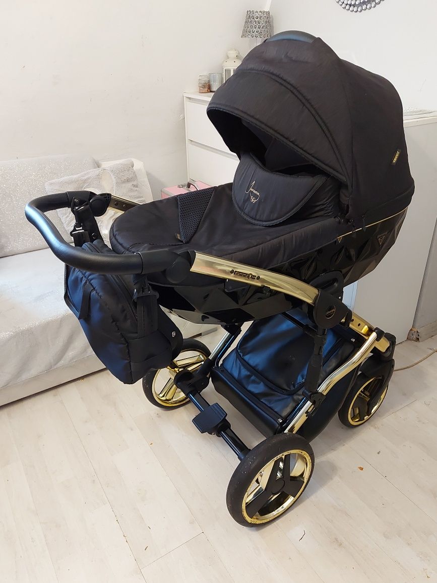 Wozek 3w1 junama diamond s line czarny czarno zloty wysyłka + CYBEX