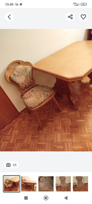 Stół dębowy+6 krzeseł