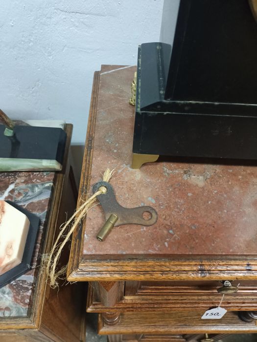 Stary zegar biurkowy antyczny brąz