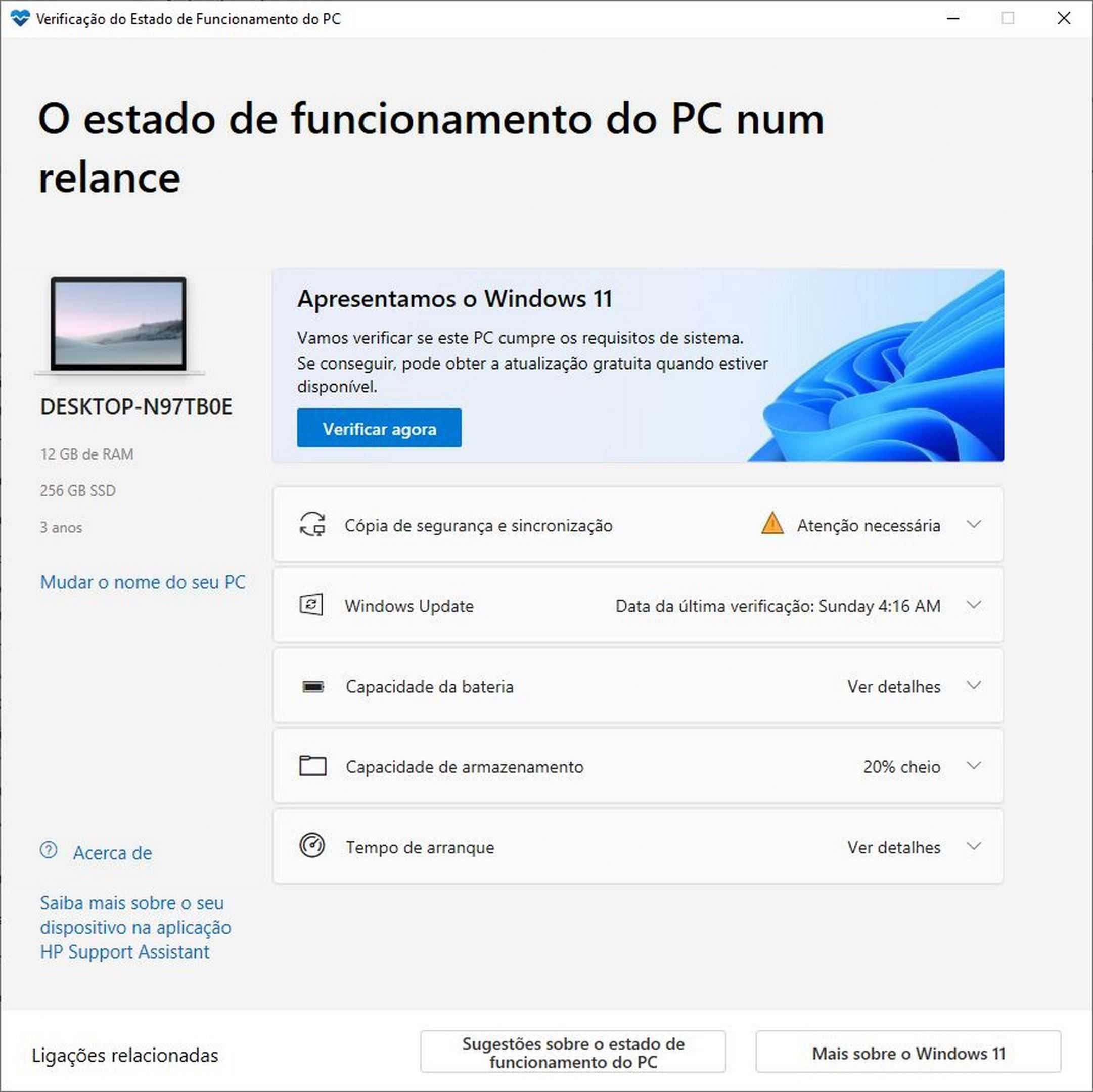 HP Probook 15.6" i5/12GB/256SSD linha Profissional