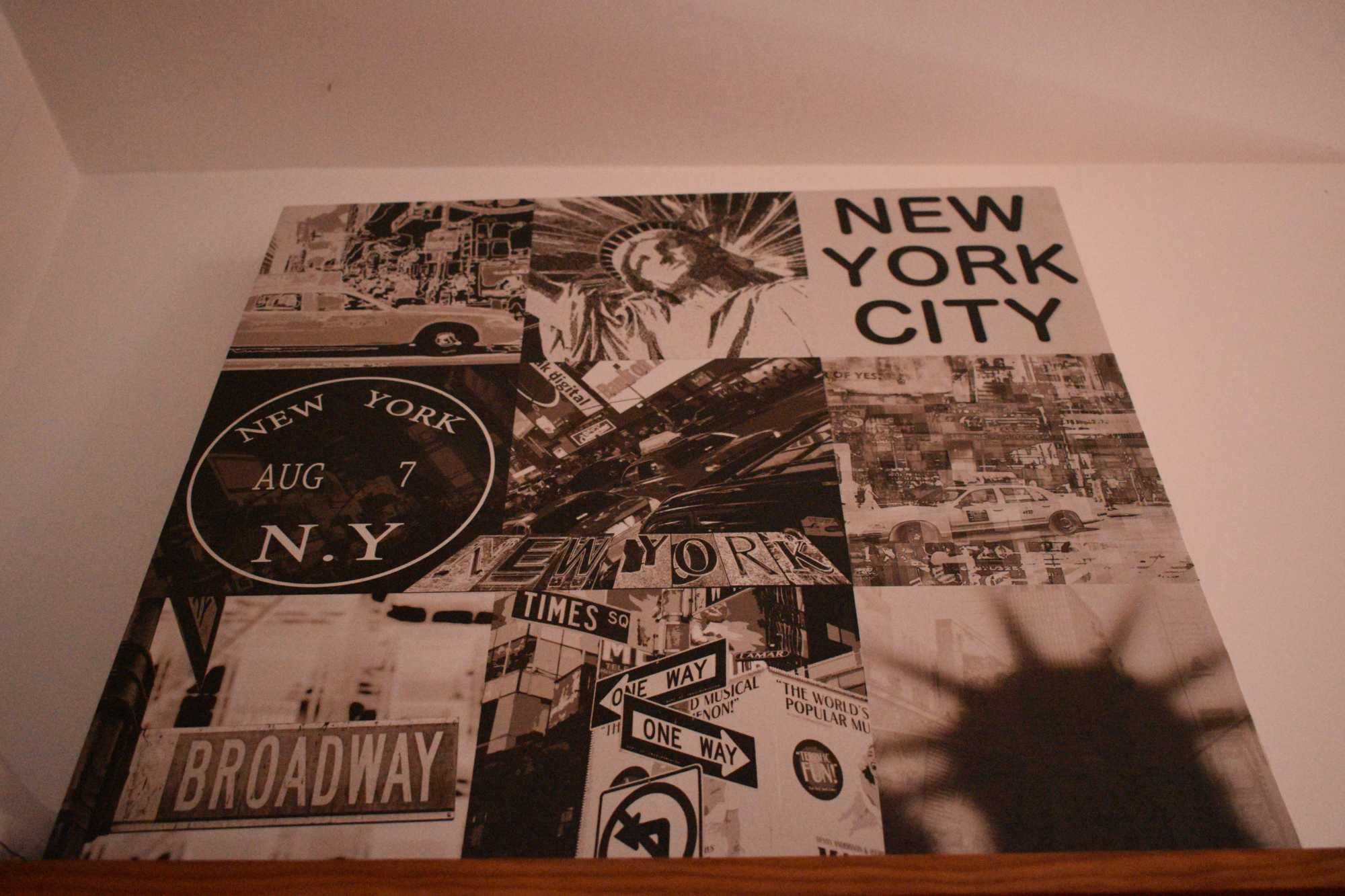 Quadros Nova York Iorque Londres decorativo preto e branco 60 cm x 60